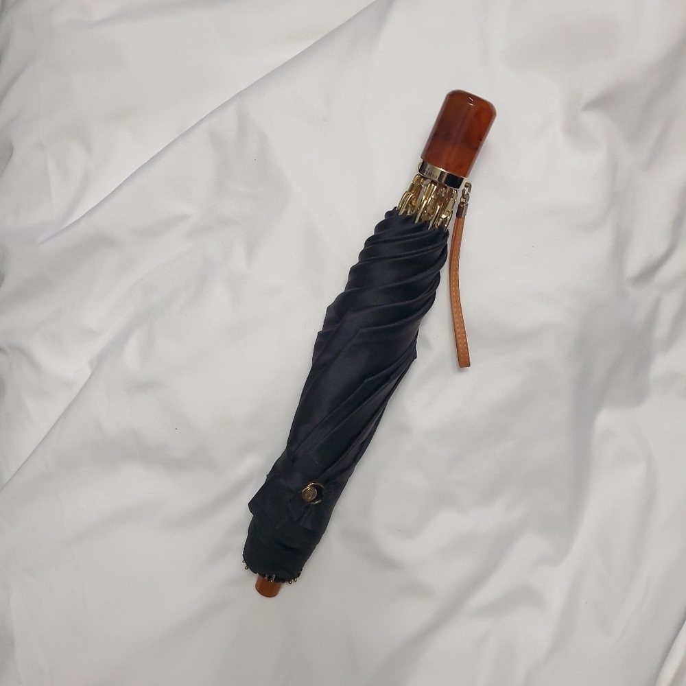 Dior Black Umbrella with Brown Handle